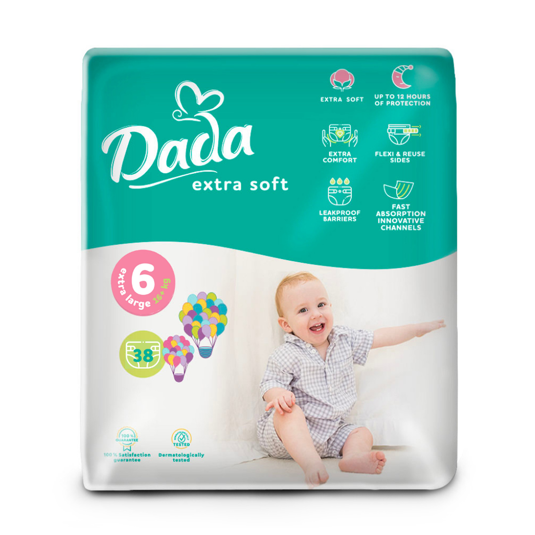 Уцінка! Підгузки Dada Extra Soft розмір 6 Extra Large (16+ кг), 38 шт
